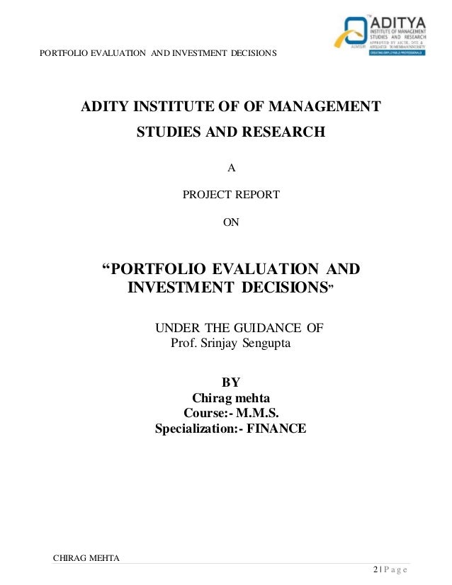 research paper on portfolio management and investment decision