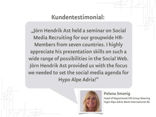 Kundentestimonial:
   "Zusammen mit meinem Marketing Team und
      unserem Agenturpartner, haben wir einen
    ffluid Ideenfahrstuhl gebucht und zwei Tage
 intensiv an Ideen für eine neue Produktlinie mit
  Jörn Hendrik Ast gearbeitet. Ich bin begeistert,
   dass wir über 30 kreativen Ansätze erarbeitet
 haben, aus denen auch drei konkrete Prototypen
entstanden sind. Das habe ich in dieser Form noch
  nicht bei einem Innovations Workshop erlebt!"


                                      Melanie Erler
                                      Marketing Manager Fisch und
                                      Feinkost LEH, "Deutsche See"
 