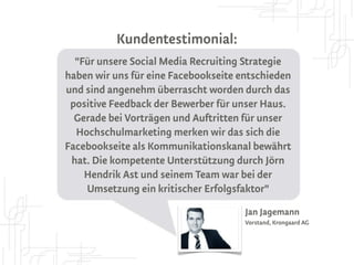 Kundentestimonial:
„Jörn Hendrik Ast held a seminar on Social
 Media Recruiting for our groupwide HR-
 Members from seven countries. I highly
   appreciate his presentation skills and
    knowledge on such a wide range of
      possibilities in the Social Web.
 He provided us with the focus we needed
      to set the social media agenda
           for Hypo Alpe Adria!“
                                Polona Smonig
                                Head of Department HR Group Steering
                                Hypo Alpe-Adria-Bank International AG
 
