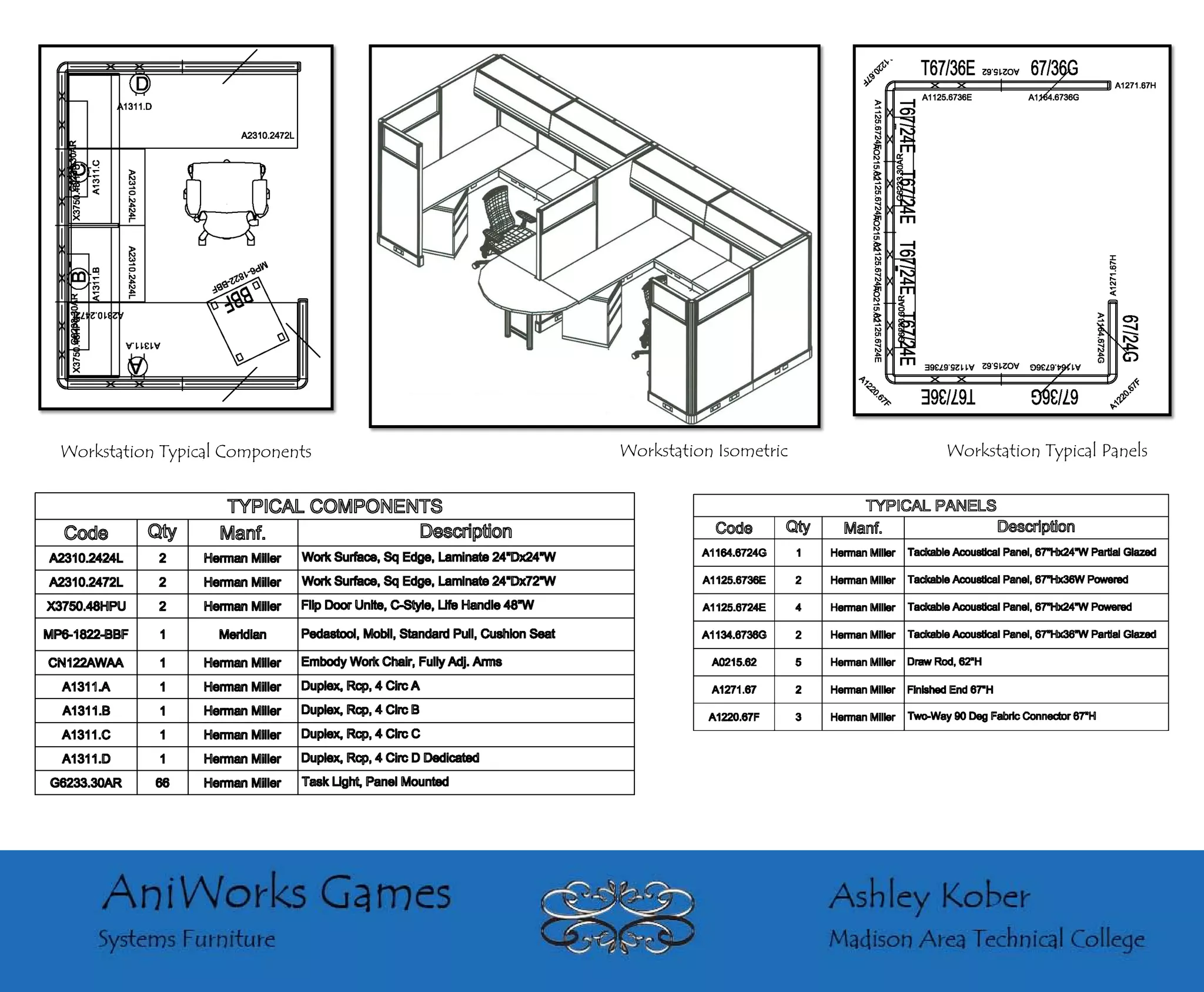 Workstation Typical Components   Workstation Isometric   Workstation Typical Panels
 