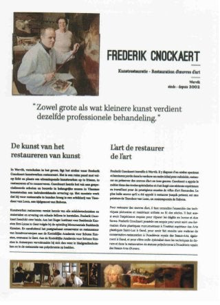 Portfolio Frederik Cnockaert kunstatelier kerat. Restauratie en Conservatie van kunstwerken 25 jaar ervaring. 