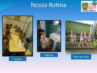 Nossa Rotina
Hora da Saída
Hora da saída
Higiene
Lanche
 