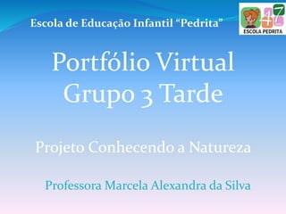 Escola de Educação Infantil “Pedrita”
Portfólio Virtual
Grupo 3 Tarde
Projeto Conhecendo a Natureza
Professora Marcela Alexandra da Silva
 