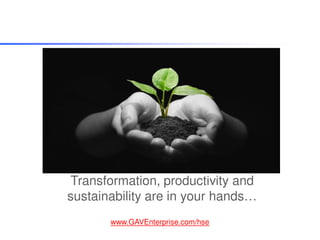 Transformation, productivity and
sustainability are in your hands…
       www.GAVEnterprise.com/hse
 