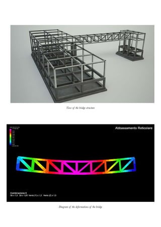 View of the bridge structure
Diagram of the deformations of the bridge
 