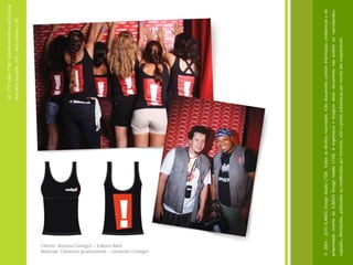 Tel.: (19) 3466-7188 / atendimento@icarusfj.com.br
                                                                                    Rua Alice Gazzetta, 319 – Nova Odessa / SP.




 Cliente: Revista Contigo! – Editora Abril
 Material: Camiseta promocional – camarote Contigo!




© 2005 - 2010 ICARUS Design Studio LTDA. Todos os direitos reservados. Este documento contém informação confidencial e de
propriedade restrita da ICARUS Design Studio LTDA. A logomarca e imagens deste documento não podem ser reproduzidos,
copiados, distribuídos, publicados ou modificados por terceiros, sem a prévia autorização por escrito dos responsáveis.
 