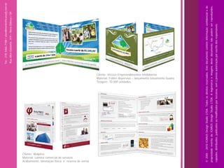 Tel.: (19) 3466-7188 / atendimento@icarusfj.com.br
                                                                                                                                  Rua Alice Gazzetta, 319 – Nova Odessa / SP.




Cliente: Walpires
Material: Lâmina comercial de serviços
Acabamento: laminação fosca e reserva de verniz
                                                                     Tiragem: 70.000 unidades.
                                                                     Cliente: Veccon Empreendimentos Imobiliários
                                                                     Material: Folder dispersivo – lançamento loteamento Guaira




  © 2005 - 2010 ICARUS Design Studio LTDA. Todos os direitos reservados. Este documento contém informação confidencial e de
  propriedade restrita da ICARUS Design Studio LTDA. A logomarca e imagens deste documento não podem ser reproduzidos,
  copiados, distribuídos, publicados ou modificados por terceiros, sem a prévia autorização por escrito dos responsáveis.
 