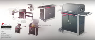 Sketch out the future charcoal grill that can
be the World Champion grill at Grill & BBQ
Championships 2015
Completed
Spring 2013
Own description
I wanted to create a modular grill where the
user is in focus and with smart functions that
could help the user in a competition.
With my grill the user can modify it after its
needs, for example the detachable top or the
side tables that you can attach in different
ways.
World-cup layout,
grills will be placed
next to eachother.
Challenge description
 