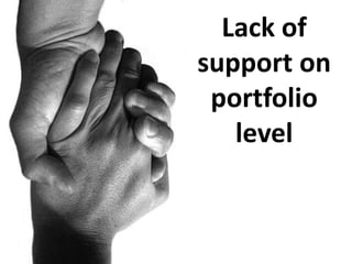 Lack of
support on
portfolio
level
 