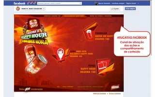 APLICATIVO FACEBOOK
Canal de ativação
das ações e
compartilhamento
de conteúdo

 