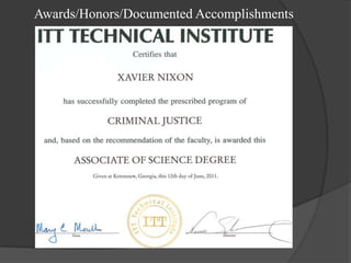 Awards/Honors/Documented Accomplishments 