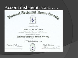 Accomplishments cont…… 