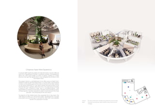 In January 2020 I spent two weeks at Chapman Taylor’s London office as
part of my ‘Preparing for Practice’ module at university. This experience
gave me a first hand insight on what to expect working in a large
practice and I got the opportunity to work alongside the architects and
the interiors team.
The project shown is a refurbishment of an office space in Bristol that I
worked on directly with the interior team. In my first week, I was required
to draw up the existing ground floor plan in AutoCad and then worked
on the space planning of it. The client wanted the ground floor to be
transformed from a generic office floor into a mix-used space including
a space to eat, a space to meet, and a co-working space. I was
responsible for working out the areas I thought would be best for each
of these spaces. I was also required to make a mood board of the ‘look
and feel’ I was proposing for the new layout.
The director of the interiors team then presented this to the client. The
client liked my ideas so in the second week I developed the concept
using Sketch-up and Enscape to provide the client with more detailed
visuals of my proposed concept.
Chapman Taylor Work Experience
Above:
Right:	
ISO view of floor plan created using SketchUp and Enscape
Floor plan showing key areas created using AutoCad and
InDesign
 