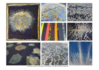 Artworks made by using different techniques on different denim materials 
 