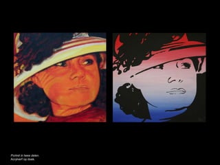 Portret in twee delen.
Acrylverf op doek.
 