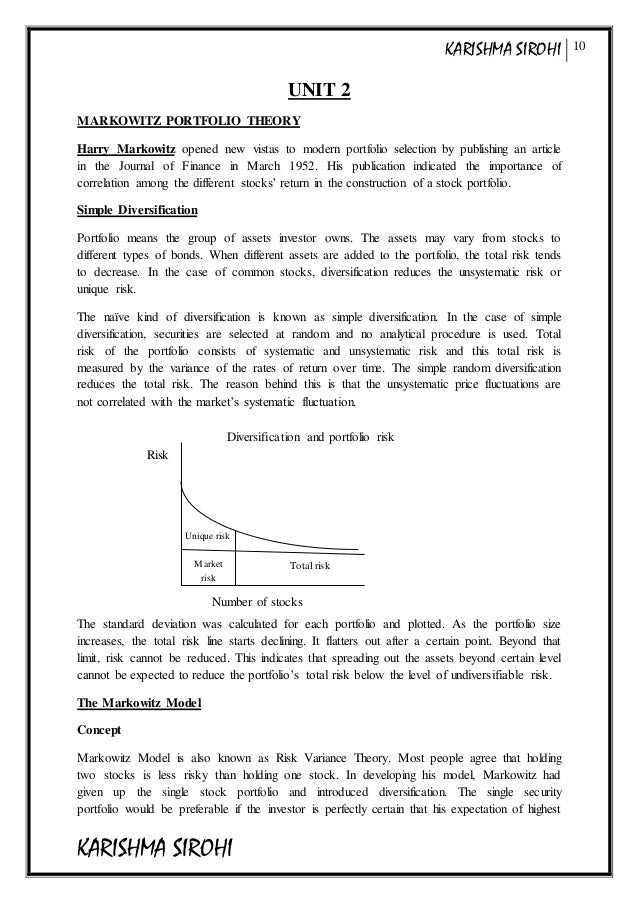 portfolio management modern portfolio thoery on a resume