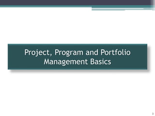 Project, Program and Portfolio
Management Basics
3
 