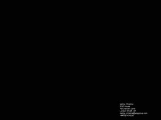 Melina Christina
WSP House
70 Chancery Lane
London WC2A 1AF
melina.christina@wspgroup.com
+447761474530
 