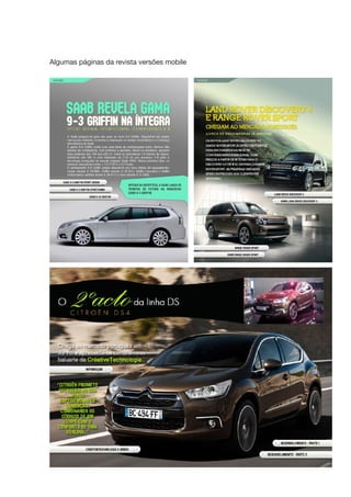 Algumas páginas da revista versões mobile
 