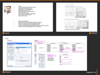Persona

Wireframe

Storyboard

Registration Tool

 