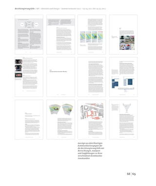 60
2.3
Kommunikationskanäle/Medien
Kommunikationkanäle/Medien
70
wahrscheinlich große Industriebetriebe ansprechen soll, sowie das für
Lehrkräfte angebotene Faltblatt »Eine Fortbildung für Kollegien am Berufs-
kolleg«. Teilweise wird, wie im Fall der Publikation »Wissenswertes zur
Ladungssicherung« mit der Unterüberschrift »Für Verlader und Fahrper-
sonal« die angesprochene Zielgruppe konkret genannt.
Printkommunikation mittels Formularen
Für fünf Abteilungen werden auf dem Internetauftritt unter dem Navigations-
punkt Service diverse Formulare und Anträge zum Herunterladen angeboten.
Eine konkrete Zielgruppenansprache gibt es hier – wie auch bei den meisten
Faltblättern – nicht. Zum einen findet man Formulare zur Aus- und Fortbil-
dung für Pädagoginnen und Pädagogen oder zur Approbationserteilung
von Ärztinnen und Ärzten, zum anderen findet man die »Genehmigung zur
Einrichtung eines Internationalen Linienverkehrs« für Busunternehmen.
Abteilung 1 bietet im Gegensatz zu den anderen gelisteten Abteilungen,
keinerlei Formulare an; hier findet sich eine leere Seite ohne die in dieser
Rubrik zu erwartenden Formulare. Gleiches gilt für einzelne Dezernate der
Abteilungen 2, 3 und 4.
Printkommunikation mittels Bekanntmachungen
Unter dem Navigationspunkt Presse findet man auf dem Internetauftritt alle
Pressemeldungen der letzten fünf Jahre als druckbare Dokumente in einem
Archiv. Stellen- und Ausbildungsangebote sowie das Amtsblatt befinden sich
unter dem Navigationspunkt Service.
Die Pressemeldungen stehen auf dem Briefbogen der Bezirksregierung
Köln, der die Anschrift der Pressestelle, das Behördenlogo und das Keyvisual
Beschreibung der Printkommunikation
56
2.2.3.1
Beobachtungen: Bildkommunikation
In der Kommunikation der Bezirksregierung Köln treten Bilder an verschie-
denen Stellen und in unterschiedlichem Umfang auf. Neben dem eher
sparsam bebilderten Internetauftritt, in dem kaum illustrative Abbildungen
zu finden sind, die den Textinhalt auflockern, lässt sich die Verwendung von
Bildmaterial vor allem an den Faltblättern untersuchen.
Auf den Titelseiten der Faltblättern sollen Abbildungen unterstützend und
verdeutlichend wirken. Hier lässt sich noch am ehesten eine Konsistenz in
Größe und Platzierung feststellen. Die Abbildungen werden in der Regel an
den rechten Seitenrand gesetzt und mit einem, in der ursprünglichen Gestal-
tungsdirektive des »RP Design« und im Nordrhein-Westfalen-Design nicht
vorgesehenen, Transparenzverlauf zur Seitenmitte hin versehen.
Im Innenteil der Faltblätter finden sich teilweise Abbildungen, die auch
eine inhaltliche Funktion übernehmen, also klare Aussagen treffen, zum
Beispiel über den korrekten Umgang mit Gefahrgut ( A: richtig, B: falsch ).
Dazu zählen Informationsgrafiken und die Darstellung von Gegenständen,
auf die im Textteil Bezug genommen wird. Eine andere Form der Bildnutzung
liegt im Einsatz als Lückenfüller: Hier werden atmosphärische Abbildungen
ohne konkrete Aussage und inhaltlichen Mehrwert platziert. Die Platzierung
selbst scheint im Innenteil keiner feststehenden Systematik zu folgen.
Gleiches gilt für die Anzahl, Auswahl und Qualität der Abbildungen.
2.2.3.2
Analyse: Bildkommunikation
Ein bewusster Umgang mit dem Thema Bildsprache ist derzeit nicht ersicht-
lich. Bei Auswahl, Qualität und Einsatz von Bildern lässt sich eine große
Heterogenität bis hin zum unbestimmten, beliebig anmutenden Einsatz von
Bildern beobachten.
Dies ist insofern keine Überraschung, als dass die Bildsprache ein zu
Unrecht häufig vernachlässigter Aspekt der Kommunikation ist. Dabei
gehören fotografische Abbildungen – neben der Sprache – zu den aussage-
kräftigsten Grundelementen eines Corporate Design. Fotografien sprechen
emotional an und können das Selbstverständnis der Bezirksregierung Köln
auf einer nonverbalen Kommunikationsebene zum Ausdruck bringen. Dies
gilt gleichermaßen für die Art der Anwendung von Bildern in der Kommunika-
tion, also für Einsatzrahmen, Platzierung und Umfang derselben.
Positive Ansätze, die einen bewussten Umgang mit Bildmaterial aufzeigen,
lassen sich in der Darstellung der Dienststellen auf dem Internetauftritt der
Bezirksregierung Köln finden. So wie hier darauf geachtet wurde, dass die
Bilder hinsichtlich des Wetters selektiert wurden – alle Fotografien zeigen
die Gebäude unter blauem Himmel – kann dies auch auf andere Anwen-
Beobachtungen: Bildkommunikation / Analyse: Bildkommunikation
Abb.:
Nicht alle Bilder transportieren eine klare inhaltliche
Aussage. Die untere Abbildung aus dem Faltblatt
»Schwangerschaft und Arbeit« wirft die Frage auf,
inwiefern hier die Inhaltsebene unterstützt wird.
69
2.3.2
Printkommunikation
Neben den Onlineinhalten kommuniziert die Bezirksregierung Köln auch über
ein breites Angebot an Printprodukten.
2.3.2.1
Betrachtung der Printkommunikation
Der Begriff Printkommunikation impliziert nicht, dass die Dokumente auch
wirklich in gedruckter Form vorliegen müssen. Er schließt vielmehr auch
die für den Druck vorgesehenen Dokumente mit ein, die beispielsweise als
Download bereitgestellt werden. Exemplarisch sollen hier drei unterschied-
liche Elemente der Printkommunikation näher betrachtet werden.
Faltblätter
Ein Teil des in gedruckter Form vorliegenden, öffentlichen Informationsma-
terials der Bezirksregierung Köln besteht in den mehr als 40 Faltblättern. Mit
diesen wird versucht, unterschiedliche Adressaten – von Privatleuten, über
Selbstständige bis hin zur Großindustrie – zu erreichen.
Bei genauer Betrachtung lässt sich unter den Faltblättern eine Hierarchie
mit drei Ebenen erkennen: Auf der obersten Ebene steht das Behördenfalt-
blatt. Es existiert in genau einer Ausführung und beschreibt die Bezirks-
regierung Köln. Es folgen die Abteilungsfaltblätter, welche die Aufgaben
und Bereiche der Abteilungen sowie deren Dezernate darstellen. Darunter
angesiedelt sind die Themenfaltblätter, welche über spezifische Sachthemen
informieren und von einem oder mehreren Dezernaten verfasst und heraus-
gegeben werden.
Als Beispiele wären zu nennen: das Faltblatt »Landkarten verstehen und
richtig nutzen« der GEObasis.nrw, das vermutlich auf den Privatanwender
zielt. Das Faltblatt »Region schützen. Emissionen verringern.«, welches
Printkommunikation / Beschreibung der Printkommunikation
43
2.2.2.1
Beobachtung: Sprache in der Behörde
Das Thema Sprache lässt sich exemplarisch am Internetauftritt der
Bezirksregierung Köln untersuchen. Hier finden sich tausende Dokumente,
welche sich in Art, Umfang und Informationsaufbereitung unterscheiden.
Man findet die Pressemitteilungen, verschiedenste Formulare, die Hausord-
nung, Amtsblätter und Informationen zu den Abteilungen sowie zu sachspe-
zifischen Themen. Darüber hinaus gibt es eine Vielzahl an Faltblättern und
anderen Druckerzeugnissen, die sich der Sprache bedienen und anhand
derer hier die behördliche Sprache in einen ersten Augenschein genommen
wurde. Exemplarisch wurden nur einige Beobachtungen zu den Bereichen
Rechtschreibung, Zeichensetzung, sowie den Umgang mit Daten und Abkür-
zungen zusammengetragen, die für weitere Analysen hilfreich sein könnten:
Rechtschreibung und Zeichensetzung
Bei einer Informationsmenge, wie sie die Bezirksregierung Köln verarbeitet,
ist es nicht verwunderlich, dass sich Rechtschreib- und Zeichensetzungs-
fehler finden lassen. Da viele Dokumente archiviert werden (müssen), finden
sich Texte, die in der alten Rechtschreibung verfasst sind. Die überwiegende
Mehrheit der Rechtschreibfehler sind sogenannte Tippfehler, die sich beim
Maschineschreiben leicht einstellen können.
Die folgenden Beispiele sind als Anstoß für weitergehende Betrachtung zu
verstehen, die weit mehr über die Kommunikation der Behörde aussagen,
als es auf den ersten Blick scheinen mag, wie schon in der Einführung unter
Sprache angeklungen ist und in der folgenden Analyse deutlich wird:
Bei den Druckerzeugnissen wird überwiegend die Schreibweise »eMail«
der empfohlenen Schreibweise »E-Mail« vorgezogen. Dies könnte zunächst
vermuten lassen, dass es eine behördeninterne Vereinbarung über die
Schreibweise gibt. Im Internetauftritt wird dagegen »E-Mail« verwendet. In
den Abteilungsfaltblättern, die im Internetaufritt einsehbar sind, wird mit
Ausnahme des Blattes von Abteilung 5 die E-Mail-Adresse nicht zusätzlich als
solche gekennzeichnet, sondern nur genannt, also »poststelle@brk.nrw.de«.
Beobachtung: Sprache in der Behörde
Gelingende Kommunikation zeichnet sich durch auf allen
Ebenen widerspruchsfreie Signale aus. Jede Nachricht,
welche die Behörde an eine Person oder ein anderes
System sendet, stößt immer auf alle vier Ohren, auch
wenn beim Senden nur eine der Ebenen angesprochen
werden sollte.
So geschehen in der Kommunikation der Bezirks-
regierung immer »Selbstoffenbarung« und immer
»Beziehung«.
Das Arbeitshandbuch »Bürgernahe Verwaltungs-
sprache« (2002) der Bundesstelle für Büroorganisa-
tion und Bürotechnik, das Sprachempfehlungen für
Verwaltungen zusammenfasst, macht insbesondere den
Aspekt der Selbstoffenbarung anschaulich: »Sprache
ist Ausdruck des Denkens!« und »Das Schreiben einer
Behörde wirkt wie eine Visitenkarte der öffentlichen
Verwaltung«.
42
Sender Empfänger
Sachebene
BeziehungSelbstoffenbarung
Apell
Nachricht
Vier-Seiten-Modell der Kommunikation
Folgen wir dem Vier-Seiten-Modell des Psychologen
Friedemann Schulz von Thun, lassen sich vier Ebenen
ausmachen: die schon erwähnte »Sachebene«, die Ebene
der »Selbstoffenbarung«, die »Beziehungsebene« und
jene, auf welcher der »Sender« dem »Empfänger« eine
Handlungsaufforderung vermittelt, die »Apellebene«.
Dieses, auch Vier-Ohren-Modell genannte Modell,
beschreibt die Kommunikation zwischen Menschen;
wir können es jedoch auch zur Analyse bei der Betrach-
tung der Kommunikation der Bezirksregierung Köln als
Körperschaft mit Gesicht und Kommunikationspartnerin
heranziehen.
Sachebene
Teilt die Behörde der Umwelt eine »Nachricht« mit, so
übermittelt sie auf der »Sachebene« Sachverhalte wie
beispielsweise die Zuständigkeitsbereiche einzelner
Dezernate, Angaben über Geschehnisse oder Telefon-
nummern.
Selbstoffenbarung
In jeder Mitteilung geschieht aber auch »Selbstoffenba-
rung«. Der Sender, hier also die Behörde, teilt immer auch
etwas über sich selbst mit, offenbart also sich selbst
gegenüber dem Empfänger. Wenn dies auch unbewusst
geschieht, so wird – im Modell gesprochen – das
»Selbstoffenbarungsohr« des Empfängers immer auf die
Sprecherin rückschließen, in unserem Fall: sich ein Bild
von der Behörde machen.
Wie bereits zuvor festgestellt, kommt sprachlichen
Zeichen im Gebrauch ihre Bedeutung zu. Folglich sind
Kontext und Form immer als bedeutungsentscheidende
Größe zu verstehen.
Beziehungsebene
Dieser Sachverhalt spiegelt sich im Modell durch die
Beschreibung der »Beziehungsebene« wider. Auf dieser
Ebene kommt, willentlich oder unwillentlich, die Bezie-
hung zwischen der Behörde und ihrem Gegenüber zum
Ausdruck, ihre Haltung. Auf dieser Ebene wird erkennbar,
ob und in welcher Form die Beziehung beispielsweise von
Achtung und Anerkennung oder Mangel an Anteilnahme
bestimmt ist. Hier zeigt sich – auf die Behörde bezogen –
wie hoch die Bereitschaft und Kompetenz ist, sich
wirklich auf die Bürgerinnen und Bürger einzulassen.
Im Behördenleitbild soll in verschiedenen Formu-
lierungen der Wille der Beschäftigten zum Ausdruck
gebracht werden, den Bürgerinnen und Bürgern anerken-
nend gegenüberzutreten: Sie wollen »die individuellen
Anliegen [ihrer] Ansprechpartner/innen ernst nehmen
und ihnen gerecht werden, […] Vertrauen und Akzeptanz
stärken, […] hilfsbereit, aufrichtig und höflich […] « sein.
(s. Behördenleitbild)
Apellebene
Auf einer vierten Ebene, der »Apellebene«, werden
Signale gesendet, die in die Handlung des Gegenübers
eingreifen. Hier geschieht Bitten, Auffordern und
Befehlen, etwas zu tun oder zu lassen.
Sprache
64
Nutzer kann durch Überprüfung der Anliegen und Bedürfnisse verbessert
werden. Das Potenzial, das in Ausbau von Reichweite und Interaktionsmög-
lichkeiten der Onlinekommunikation liegt, kann stärker genutzt werden.
Form und Aktualität der Inhalte stärker gewichten
So wie ein Schreibtisch, auf dem sich alte Akten und Schmierzettel
auftürmen, ein Bild beim Betrachter vermittelt, kann auch eine mangelnde
Sorgfalt bei den Inhalten der Onlinepräsenz negativ auf die Nutzer und
Nutzerinnen wirken. Der negative Eindruck, der durch nicht aktualisierte oder
stark veraltete Bereiche und Angebote entsteht, lässt sich durch einfaches
Entfernen oder Ausblenden der betreffenden Links vermeiden. Dies wäre
unter anderem für die ungenutzten RSS-Feeds eine sinnvolle Option.
Die mobile Version des Internetauftritts sollte inhaltlich neu gefasst
werden. Hier ist die Frage zu stellen, in welchem Kontext dieses Angebot
genutzt wird und welche Informationen für die Benutzer und Benutzerinnen
in diesem Kontext von Relevanz sind. Eine vollständige Übertragung der
regulären Seiteninhalte in eine für mobile Lesegeräte optimierte Fassung ist
daher nicht zielführend und würde vermutlich den leistbaren Arbeitsaufwand,
auch in Bezug auf die zukünftige Pflege, übersteigen. Wichtiger sind die
Punkte »Lokalisierung der Bezirksregierung Köln«, »Kontaktmöglichkeiten«
und gegebenenfalls aktuellste Informationen, die aus der regulären Version
aggregiert, also automatisch zusammengeführt werden können, um zusätzli-
chen Arbeitsaufwand zu vermeiden.
Für die einzelnen Bereiche des Internetauftritts sollte gelten, dass Umfang,
Form und Inhalt in Hinblick auf die Außensicht zu gestalten sind. Grundsätz-
lich ist zu beobachten, dass der zu leistende Aufwand für redaktionelle Pflege
und Aktualisierung des Internetauftritts mit den zur Verfügung stehenden
Ressourcen bei der aktuellen Form des Internetauftritts quantitativ nur
schwer zu bewerkstelligen ist. Das bei der qualitativen Aufbereitung der
Inhalte in diesem Kontext nicht die gebotene Sorgfalt eingebracht werden
kann, liegt auf der Hand. Für eine zukünftige Ausrichtung des Internetauf-
tritts empfiehlt sich daher eine Analyse der Inhalte hinsichtlich von Nutzung,
Nutzen und Notwendigkeit.
Verschlankung des Informationsangebotes und Nutzungsevaluation
Ziel der Überarbeitung sollte primär eine Verschlankung des Angebots sein,
ohne dass wesentliche Inhalte dem Rotstift zum Opfer fallen. Um diese
Anpassungen an Struktur und inhaltlicher Ausgestaltung sinnvoll durch-
führen zu können, wird eine vorausgehende Evaluation notwendig sein.
Wichtig ist dabei, dass diese Analyse sich nicht auf quantitative Erhebungen
beschränkt. Die bereits umfassend erfolgende quantitative Auswertung der
Nutzungsstatistiken kann jedoch sinnvoll eingebunden werden, um poten-
zielle Bereiche für eine tiefergehende, qualitative Evaluation zu identifizieren.
Konkret ließe sich so beispielsweise eine Aussage über Umfang und Häufig-
keit der Nutzung für einzelne Themenbereiche und Segmente des Internet-
auftritts machen und in einem zweiten Schritt qualitativ evaluieren worin die
Ursachen für eventuell abweichende Ergebnisse begründet sind. Letzteres
Empfehlungen zum Umgang mit Onlinemedien
76
Auf den topografischen Karten der Plattform tim-online.nrw.de kommen
unter anderem die Bezeichnungen »Verwaltung« und »Museum« vor, auf
der Liegenschaftskarte hingegen lediglich die Bezeichnung »Regierung«.
Auf dem Cityplan Köln von Falk lautet die Bezeichnung ebenfalls kurz
»Regierung«, auf wieder anderen Karten »Regierungspräsidium«.
Die an den Haltestellen der Kölner Verkehrsbetriebe angebrachten
Karten nennen den Gebäudekomplex »Reg.-Präs«, auf dem Umgebungs-
plan findet sich die Bezeichnung »Bezirksregierung« und wer einen Blick
auf den Haltestellenlageplan des Verkehrsverbundes Rhein-Sieg wirft, liest
»RP Bezirksregierung Köln«. Im offiziellen Innenstadt-Plan der Stadt Köln
findet sich die Bezeichnung »Bezirksregierung«.
Die Zuordnungen von Suchbegriffen und tatsächlicher Position, aber auch
die Bezeichnungen von Orten in analogen und digitalen Karten, sind alles
andere als einheitlich.
Passantenbefragung
Bei einer stichprobenartigen Passantenbefragung in Köln ergab sich
folgendes Bild: Im Stadthaus Deutz, in der Stadtbibliothek und bei Befra-
gung mehrerer Passanten im Innenstadtbereich konnten wir keine hilfrei-
chen Auskünfte und Wegbeschreibungen erhalten, obwohl die Befragten
sich mehrheitlich als Kölner bezeichneten. Die überwiegende Mehrheit
Beobachtungen: Sichtbarkeit und Gebäudekennung
51
mitgedacht, so schwingt hier auch ihre Erfahrung mit. Dieser Claim wird dann
beispielsweise auf den Abteilungsfaltblättern variiert, wobei hier erkennbar
wird, dass die Regeln, mit denen gearbeitet wird, nicht klar gefasst wurden.
Bei den vorliegenden Abteilungsfaltblättern übernimmt Abteilung 7 die Zeilen
fast wörtlich: dort wird »Region« durch »Räumlich« ersetzt. Für Abteilung 1,
Zentrale Dienste, schien der Aspekt der Region nicht zu ihrem Aufgaben-
feld passen. So heißt es dort: »Prozesse organisieren. Innovativ verwalten.«
Abschließend sei noch die Betitelung des Faltblattes der Abteilung 2 genannt,
deren Aussagen weder in eine Reihe mit den anderen Abteilungen zu bringen
sind, noch besonders spezifisch bezüglich ihrer Aufgaben sind: »Ordnung
von A bis Z, Die Abteilung 2 stellt sich vor.«
Während die eingefügte Abbildung zwar auf das Sachgebiet »Gefahrenab-
wehr« verweist – wenn auch nicht in seiner ganzen Breite – so kann sie für
Außenstehende nur schwer zur Kommunikation der Bereiche »Ordnungs-
recht«, »Sozialwesen«, »Verkehr« und »Gesundheit« eingesetzt werden.
Bei dem Versuch die Handlungsschwerpunkte der über dreißig Dezernate
zu fassen, ergaben sich folgende Themenfelder: Hilfe/Förderung, Schutz/
Sicherheit und Ordnung/Beratung. Hierbei ist zu beachten, dass sich diese
Kategorisierung auf die Handlungsfelder der Behörde, nicht auf die existie-
rende, organisatorische Struktur der Behörde bezieht.
Wie schon deutlich wurde, sind durchgehend Kompetenz, Effektivität und
Vielseitigkeit wesensbestimmende Größen der Behörde. Diese drei Größen
liegen, bildlich gesprochen, hinter jeder Außendarstellung der Behörde. Bei
Durchsicht der Textinhalte der Bezirksregierung Köln fällt jedoch auf, dass
versucht wird, behördeninterne Operationen, die durch Zuständigkeiten
und Entscheidungsstrukturen bestimmt sind, sichtbar und »transparent« zu
Abb.:
Die Faltblätter mit denen sich die Behörde
und die Abteilungen vorstellen: Behörde,
Abteilungen 1, 2, und 7 (von links nach rechts).
Analyse: Sprache in Form und als Werkzeug
65
würde sicherlich auch eine nähere Untersuchung der jeweiligen Zielgruppen
mit einschließen.
Orientierung für externe Nutzerinnen und Nutzer verbessern
Ein weiteres Potenzial zur Verbesserung der Onlinekommunikation liegt
im Bereich der Navigation. Wie im vorangegangenen Analyseteil bereits
beschrieben, folgt das Navigationskonzept dem organisatorischen Aufbau
der Behörde, also der internen, hierarchisch gegliederten Struktur. Für
nicht eingeweihte Nutzerinnen und Nutzer wird dadurch der Zugang zum
gewünschten Inhalt erschwert. Dabei bleibt auch die Möglichkeit ungenutzt,
über die Navigation ein schnelles und besseres Verständnis für die Tätigkeits-
felder der Behörde zu vermitteln. Ein Beispiel für die – leider nur partielle –
Umsetzung dieses Ansatzes ist auf dem Internetauftritt der Bezirksregierung
Arnsberg zu finden. Ähnliche Lösungsansätze finden sich auch auf dem Inter-
netauftritt der Bezirksregierung Düsseldorf. In beiden Fällen wird mithilfe von
Dropdown- und Flyout-Navigation ein schnellerer Zugriff auf tieferliegende
Ebenen der Navigation ermöglicht. Über den Aspekt der Benutzerfreund-
lichkeit (Usability) hinausgehend, ist dieses Navigationskonzept auch für das
Vermitteln von Strukturen hilfreich. Man schafft ein leichteres Verständnis
für die Hierarchie der Themenfelder, wie auch für die behördlichen Struk-
turen.
Empfehlungen zum Umgang mit Onlinemedien
Abb.:
Die Bezirksregierungen Arnsberg und Düsseldorf
nutzen für ihre Hauptnavigation(en) das Prinzip
der Dropdown bzw. Flyout Menüs. Diese haben
neben dem erleichterten Zugriff auf tiefer liegende
Menüpunkte den entscheidenden Vorteil, dass sie
auch Information zur Organisationsstruktur der
Behörde und dem Spektrum der Themen vermitteln.
Eventuell unklare Menüpunkte der ersten Ebene
erschließen sich leichter im Kontext der unmittelbar
sichtbaren Unterpunkte.
83
Selbstverständnis herausarbeiten und reflektieren
Voraussetzung für die erfolgreiche Außenkommunikation ist ein reflek-
tiertes Selbstverständnis. Allen Kommunikationsbestrebungen der
Bezirksregierung Köln – in welcher Ausdrucksform auch immer – sollte daher
zunächst ein klares Selbstverständnis zugrunde liegen (siehe auch Behör-
denleitbild). Erst wenn die eigenen Kommunikationsformen und systembe-
dingten Operationen in der gesamten Behörde reflektiert und verstanden
werden, können diese auch für Außenstehende (Umweltsysteme) in gelin-
gende Kommunikation transformiert werden. Aus dem eigenen Selbstver-
ständnis lassen sich Kriterien zur Qualitätsbewertung von Kommunikation
entwickeln, um behördliche Operationen »durch eine abgestimmte Darstel-
lung in der Öffentlichkeit begleiten« zu können.
In diesem Arbeitsprozess gilt es, ein vorhandenes Selbstverständnis der
Behörde zu fassen, was den Dialog mit den Angehörigen der Behörde
notwendig einschließt. Im Behördenleitbild sind wichtige Bedingungen
eines wertvollen Diskurses angelegt. Wesentlich sind hierbei »Aufrichtig-
keit, gegenseitige Wertschätzung und ein verantwortungsvoller Umgang
über alle Ebenen hinweg«. Diese interne Phase der Kommunikation muss
derart moderiert sein, dass jede Mitarbeiterin und jeder Mitarbeiter als ein
wichtiger Teil des Systems Behörde ernst genommen wird und in einem
geschützten Rahmen Gehör findet. Auch Unbehagen und Kritik muss offen
formuliert werden können.
Jede imagebildende Unternehmung, die nicht das Selbstverständnis
der Menschen als Behördenangehörige ernst nimmt, ist letztlich unnötig
ressourcenzehrend und kann nicht dauerhaft erfolgreich sein.
Selbstverständnis ist jedoch nur Bedingung der Möglichkeit,
verstanden zu werden und lediglich der erste Schritt einer zielgerichteten
Kommunikation.
So ist es beispielsweise im Umgang mit Sprache in der Kommunikation der
Behörde von Bedeutung, die behördeninterne Sprache der Zuständigkeiten
Qualität
geringer
Ressourceneinsatz
Quantität
Zusammenfassung der Empfehlungen
Abb.:
Das Dreieck zeigt die wechselseitige Abhängigkeit der
Parameter, die für die Ziele der behördlichen Kommu-
nikation bestimmend sind.
Dabei gilt es zu beachten, dass jeweils nur zwei
der Parameter zusammengebracht werden können.
Bei gleichbleibendem Ressourceneinsatz bedingt eine
Steigerung der Qualität den Rückgang der Quantität
(und umgekehrt). Eine Steigerung der Qualität bei
gleichbleibender Quantität erfordert also eine Steige-
rung im Bereich des Ressourceneinsatzes.
Die angedeutete Verschiebung des Punktes
entspricht einer Empfehlung für den zukünftigen
Umgang mit der behördlichen Kommunikation.
55
2.2.3
Bild
Bilder sind wie Sprache ein essenzieller Bestandteil von Kommunikation.
Sprache erzeugt Bilder, aber Bilder selbst sind auch maßgebliche Informati-
onsträger. Dieses Bewusstsein ist im Umgang mit Abbildungen wichtig, um
einerseits gezielt Botschaften zu vermitteln und andererseits auch unbeab-
sichtigte Botschaften zu vermeiden. Neben dem Bildinhalt und der Bildstim-
mung, spielen auch die Qualität der Abbildungen und der richtige Umgang
mit selbigen eine Rolle.
Bild
Abb.:
Collage aus den Medienerzeugnissen der
Bezirksregierung Köln. Dort werden Bilder
unterschiedlichen Ursprungs und in variierender
Qualität eingesetzt.
6968
Auszüge aus dem 86seitigen
Kommunikationspapier für
die Bezirksregierung Köln mit
Betrachtungen, Analysen
und Empfehlungen zu ihren
verschiedenen Kommunika-
tionskanälen
Bezirksregierung Köln / MP / Identität und Design / Sommersemester 2011 / 05.04.2011 bis 19.05.2011
 