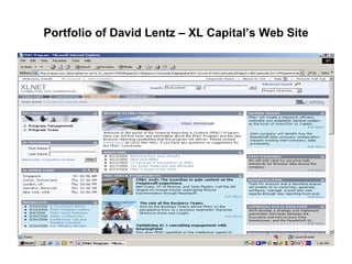 Portfolio of David Lentz – XL Capital’s Web Site 