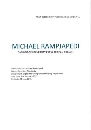 Portfolio of evidence michael rampjapedi 2015