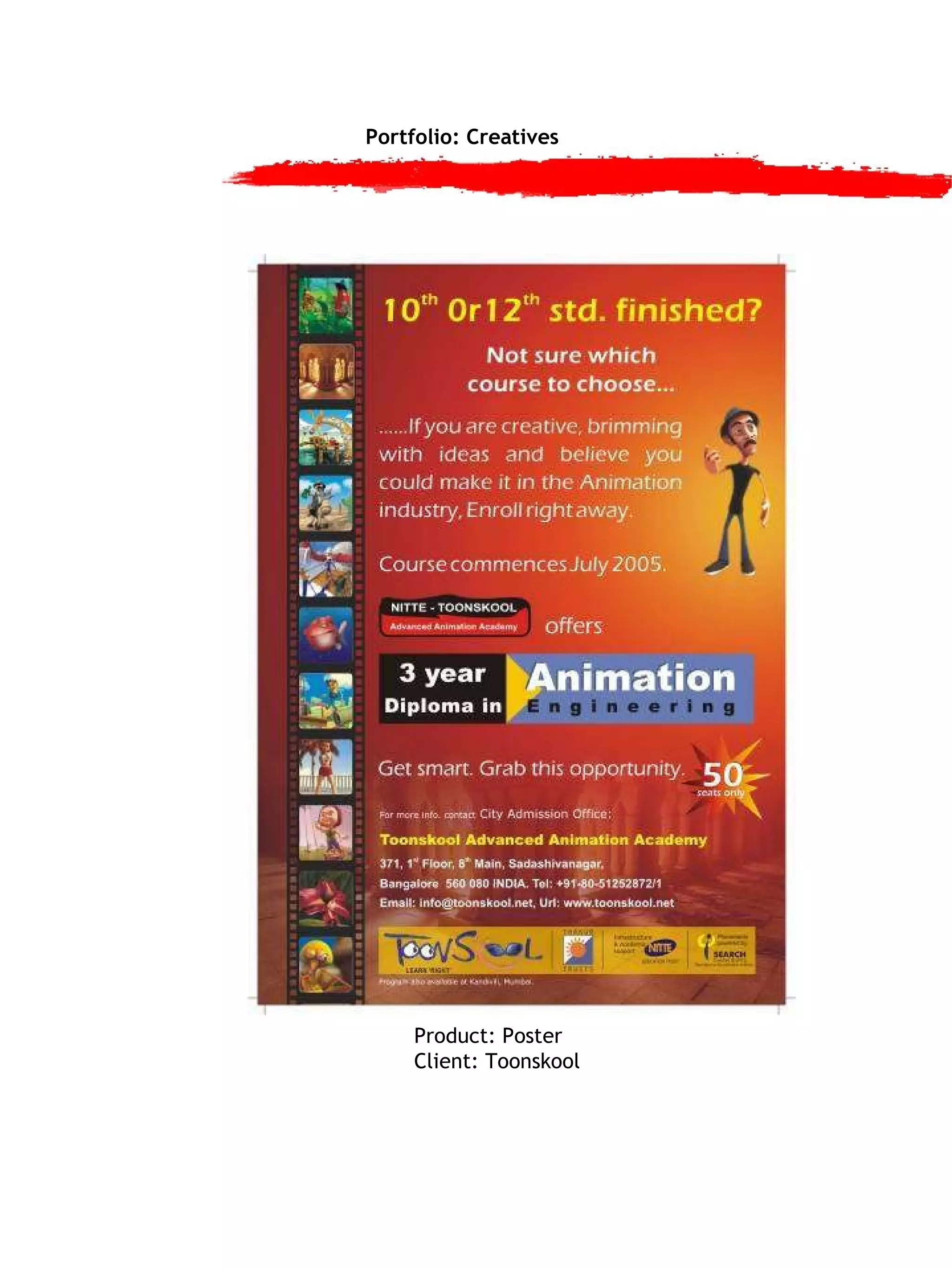 Portfolio: Creatives Product: Poster Client: Toonskool 