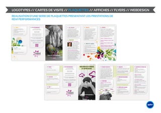 LOGOTYPES // CARTES DE VISITE // PLAQUETTES // AFFICHES // FLYERS // WEBDESIGN
REALISATION D’UNE SERIE DE PLAQUETTES PRESENTANT LES PRESTATIONS DE
REVI PERFORMANCES




                                                                             &                    DESIGN
                                                                                        ME /// WEB
                                                                                 GRAPHIS
 