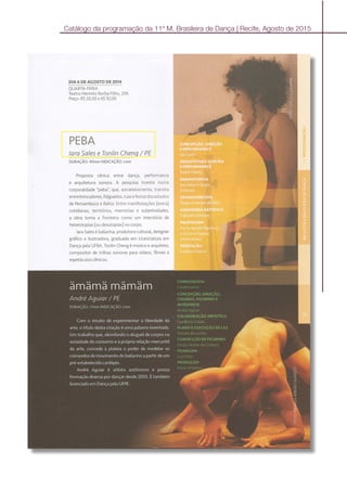 Catálogo da programação da 11º M. Brasileira de Dança | Recife, Agosto de 2015
 