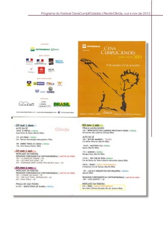 Programa do Festival CenaCumpliCidades | Recife/Olinda, out e nov de 2013
 