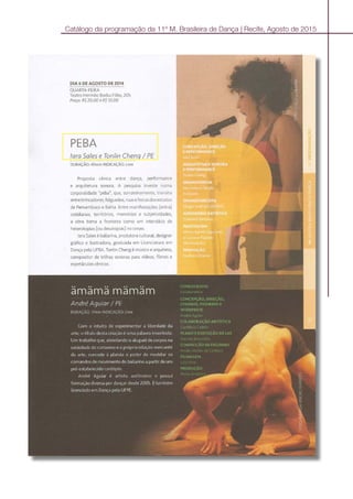 Catálogo da programação da 11º M. Brasileira de Dança | Recife, Agosto de 2015
 