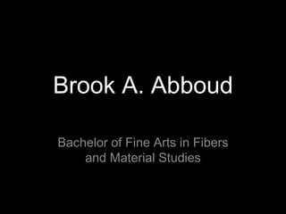 Brook A. Abboud Bachelor of Fine Arts in Fibers and Material Studies 