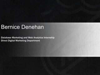Bernice Denehan Database Marketing and Web Analytics Internship Direct Digital Marketing Department 