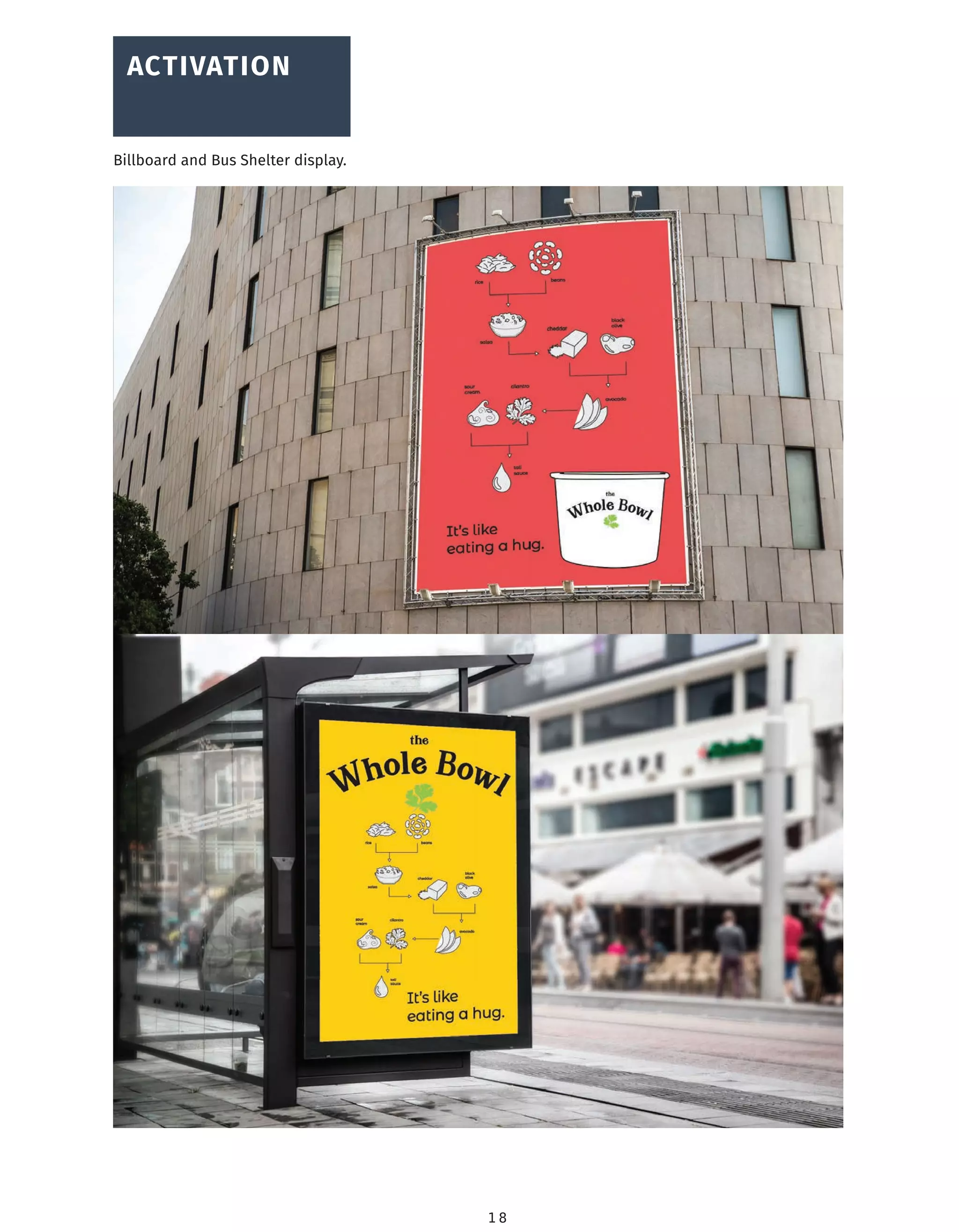 1 8
Billboard and Bus Shelter display.
ACTIVATION
 