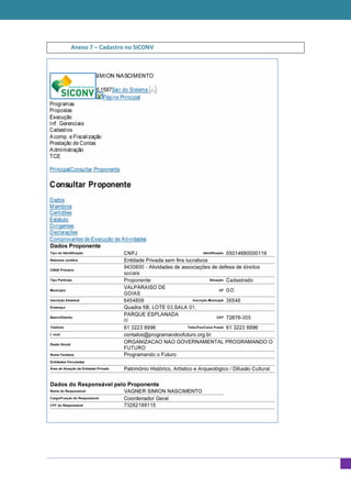 Anexo 7 – Cadastro no SICONV
 