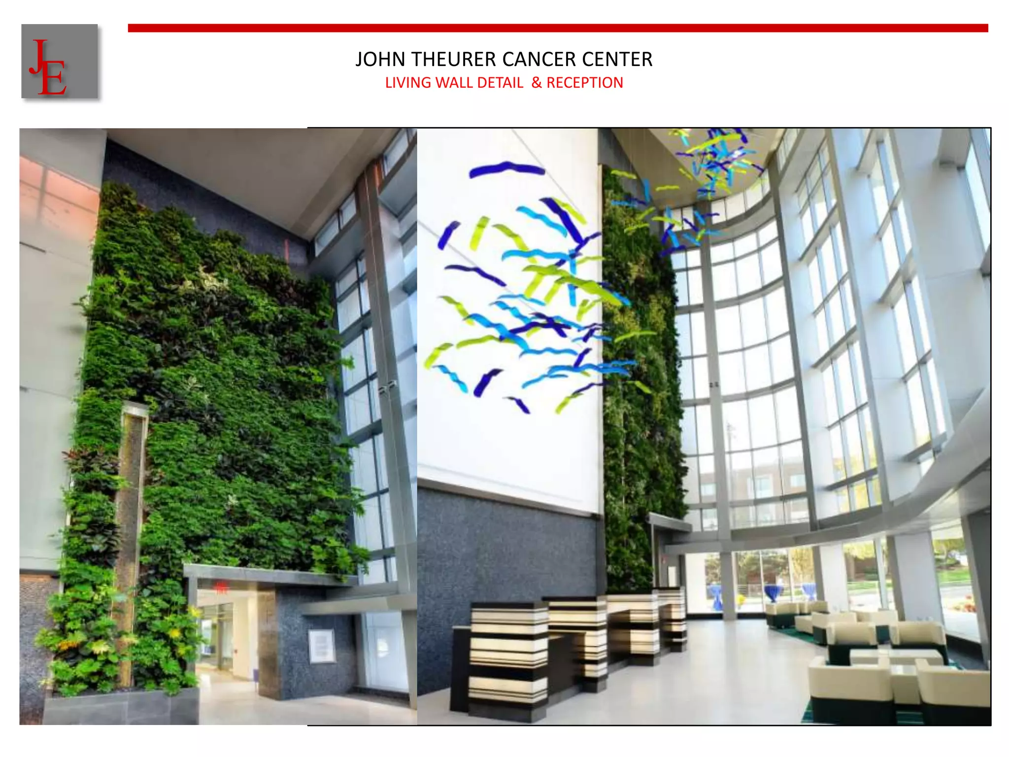 J
E
    JOHN THEURER CANCER CENTER
      LIVING WALL DETAIL & RECEPTION
 