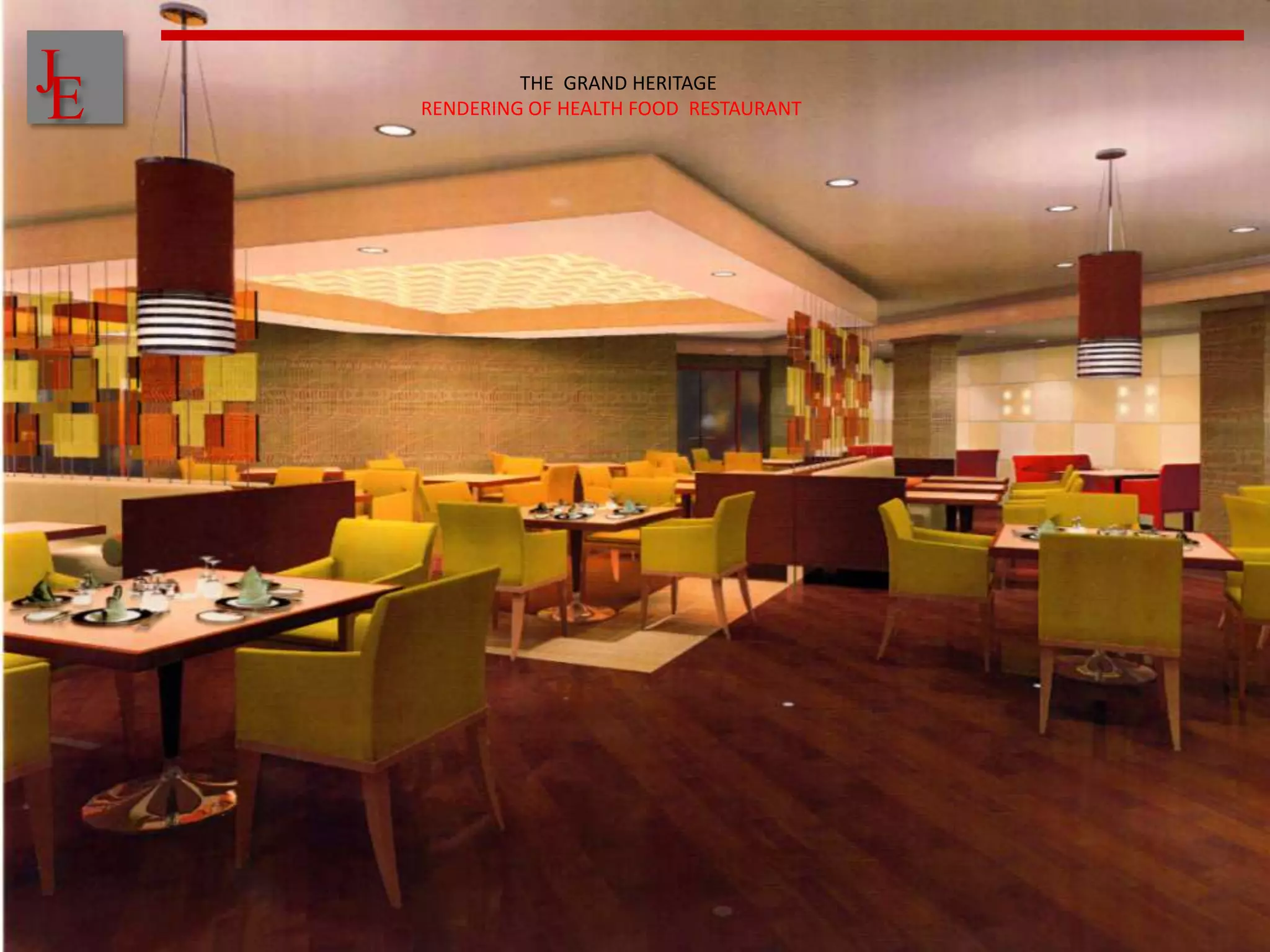 J
E            THE GRAND HERITAGE
    RENDERING OF HEALTH FOOD RESTAURANT
 