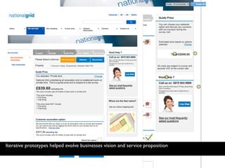 Consumer web self service
Iterative prototypes helped evolve businesses vision and service proposition
 