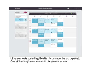 UI version looks something like this. System now live and deployed.
One of Sainsbury's most successful UX projects to date.
 