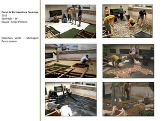 Curso de Permacultura Casa Jaya 
2012 
São Paulo – SP 
Equipe : Felipe Pinheiro 
Cobertura Verde – Montagem Passo a passo  