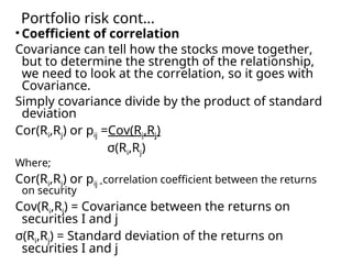 Cor Risk Portfolio Risk and Return lecture note.ppt