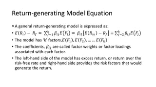 Return-generating Model Equation
•
 