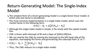 Return-Generating Model: The Single-Index
Model
•
 
