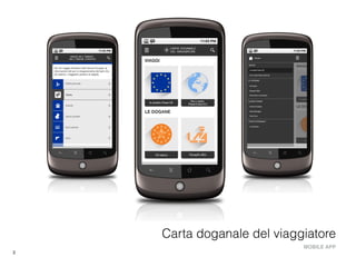 2
Carta doganale del viaggiatore
MOBILE APP
 
