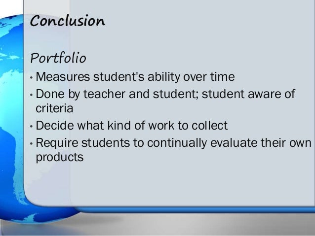 portfolio assessment example of working portfolio