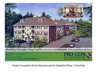 Project Completion Direct Mail post card for Waterford Place - Front Side
 