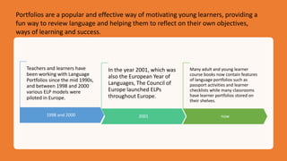 Portfolios for teaching languages.pptx | Homework and Study | Education