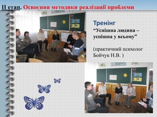 Тренінг
“Успішна людина –
успішна у всьому”
(практичний психолог
Бойчук Н.В. )
ІІ етап. Освоєння методики реалізації проблеми
 
