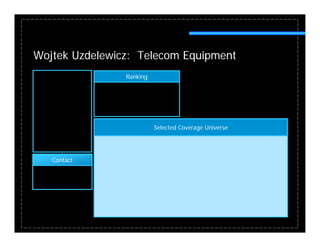 Wojtek Uzdelewicz: Telecom Equipment
                Ranking




                          Selected Coverage Universe




   Contact
 